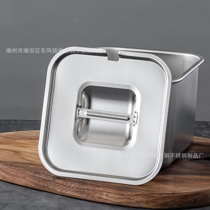 不锈钢方形味盅带盖厨房猪油盆商用佐料收纳调味罐火锅店调料盒详情7