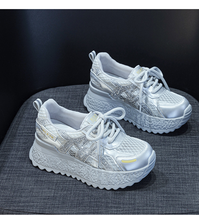 小个子厚底小白鞋女2025夏款轻奢爆款浅口透气运动增高休闲老爹鞋详情22