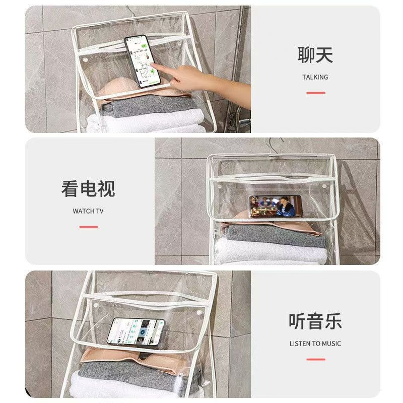 Transparent bathroom storage waterproof hanging bag, storage bag, student bathroom, dormitory for clothes, hanging on the wall, behind the door pic 5
