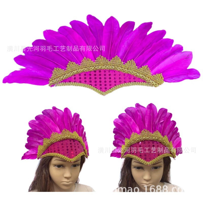 厂家批发异域风情羽毛头饰头带舞台表演舞会道具服装配饰详情14