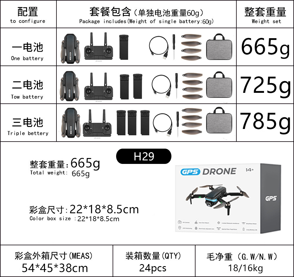 H29无刷GPS遥控飞机电调高清摄像头航拍长续航跨境避障，无人机详情1