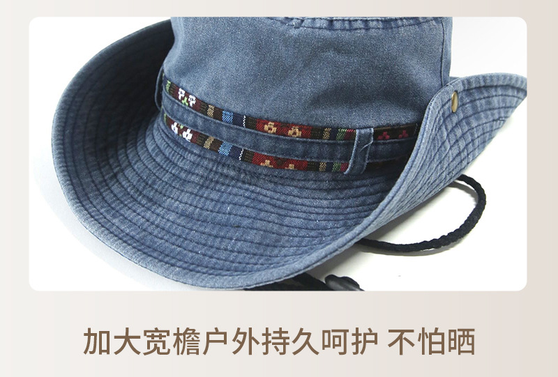 Cross-border export of ethnic-style cowboy hats, outdoor hiking and mountaineering sun protection hats, travel and camping wide-brimmed hats, and fisherman hats pic 6