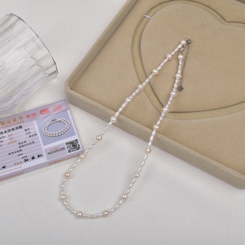 法式满天星细珍珠项链女天然淡水小米珠颈链轻奢925银小众锁骨链详情9