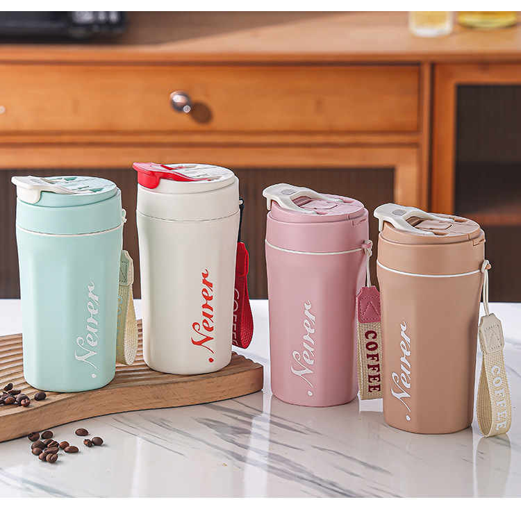 新款水杯便携提绳随手双饮杯简约八角可乐咖啡杯高颜值商务礼品杯详情19