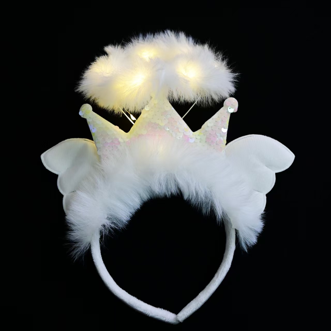 New trendy fairy cute glowing angel sequin headband headwear, girls take photos glowing event party pic 10