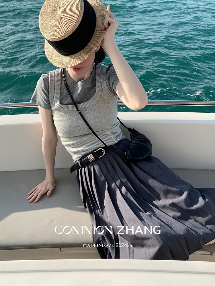 CZZHANG Summer Korean-style multi-color, niche, versatile and simple basic short-sleeved T-shirt for women A10099 pic 18