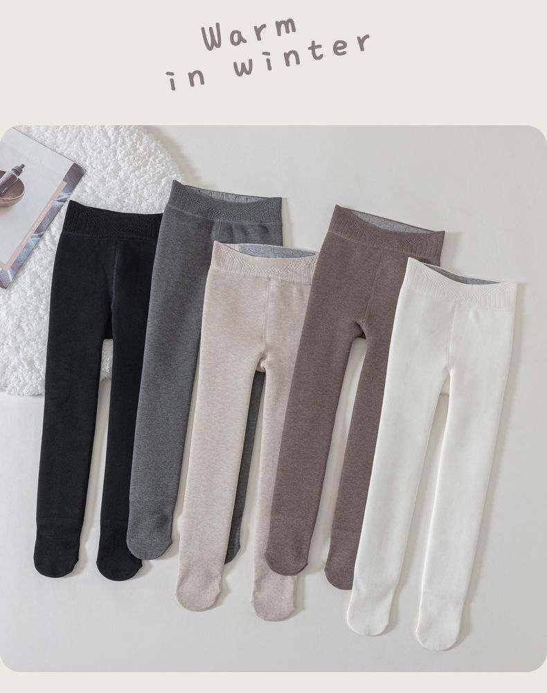 女童打底裤秋冬加绒加厚儿童保暖裤 竖条纹一体绒九分连裤袜批发详情27