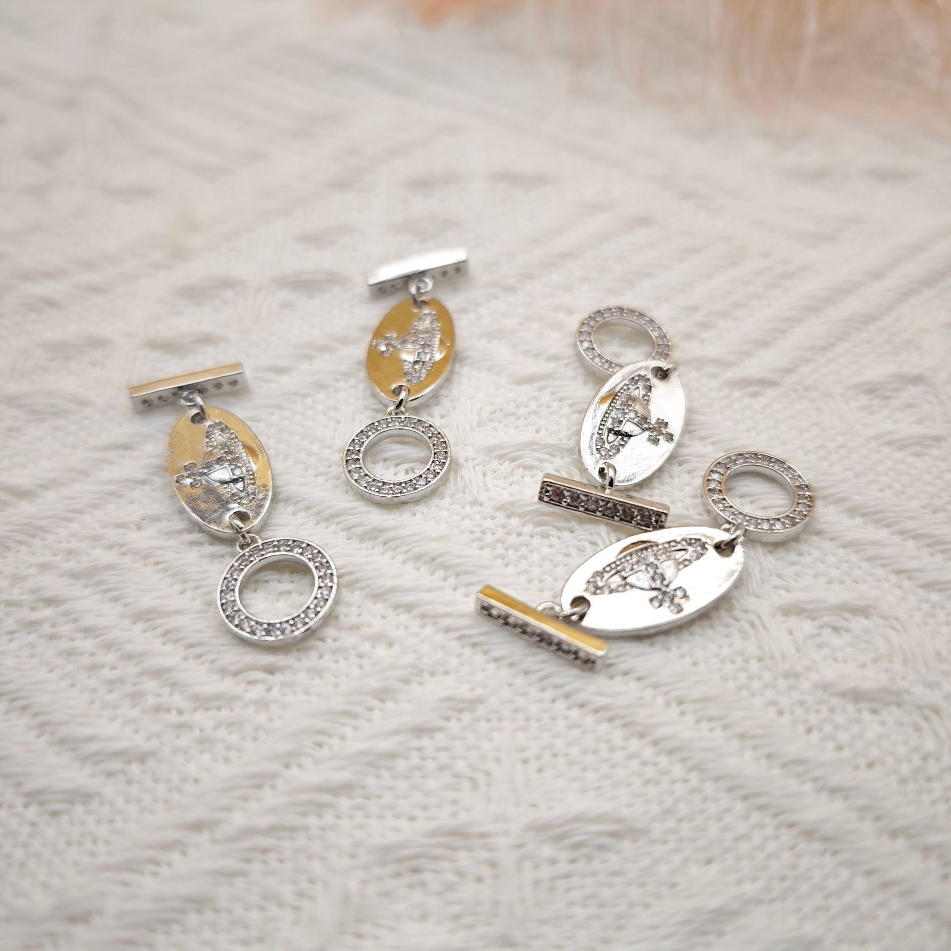 Color-preserving 18K real gold micro-inlaid Saturn connection buckle ot buckle diy accessory necklace bracelet material jewelry buckle pic 3