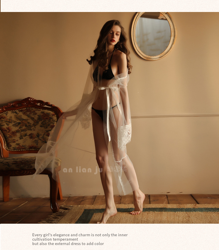 Secret Love Orange High-end European and American seductive pajamas, sexy underwear, extended lace bathrobe, transparent and interesting home wear 322 pic 10