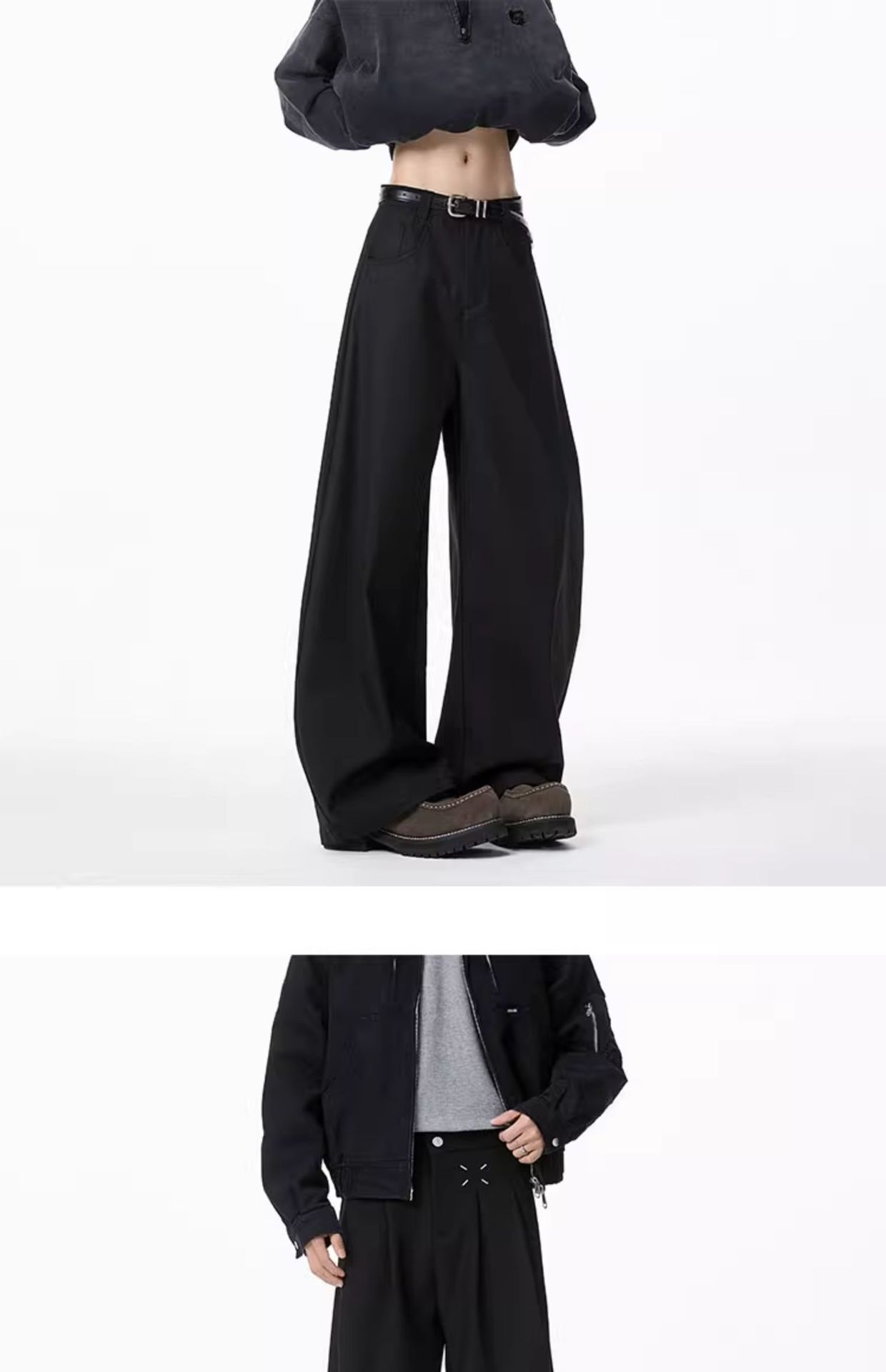 Americano cleanfit negro pantalones hombre primavera otoño recto holgada sensación casual premium sensación pantalones de pierna ancha hombre pic 3