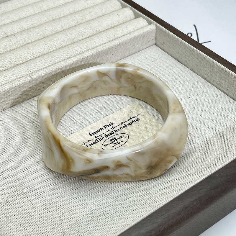 Acetic acid niche irregular acrylic wide-edge bracelet, a retro and high-end vintage bracelet with a unique design for women pic 17