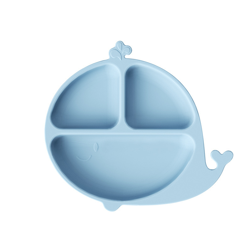 Mother and baby silicone compartments suction cup plates, cartoon dinosaur one-piece baby and toddler separation complementary food tableware Heguo pic 10
