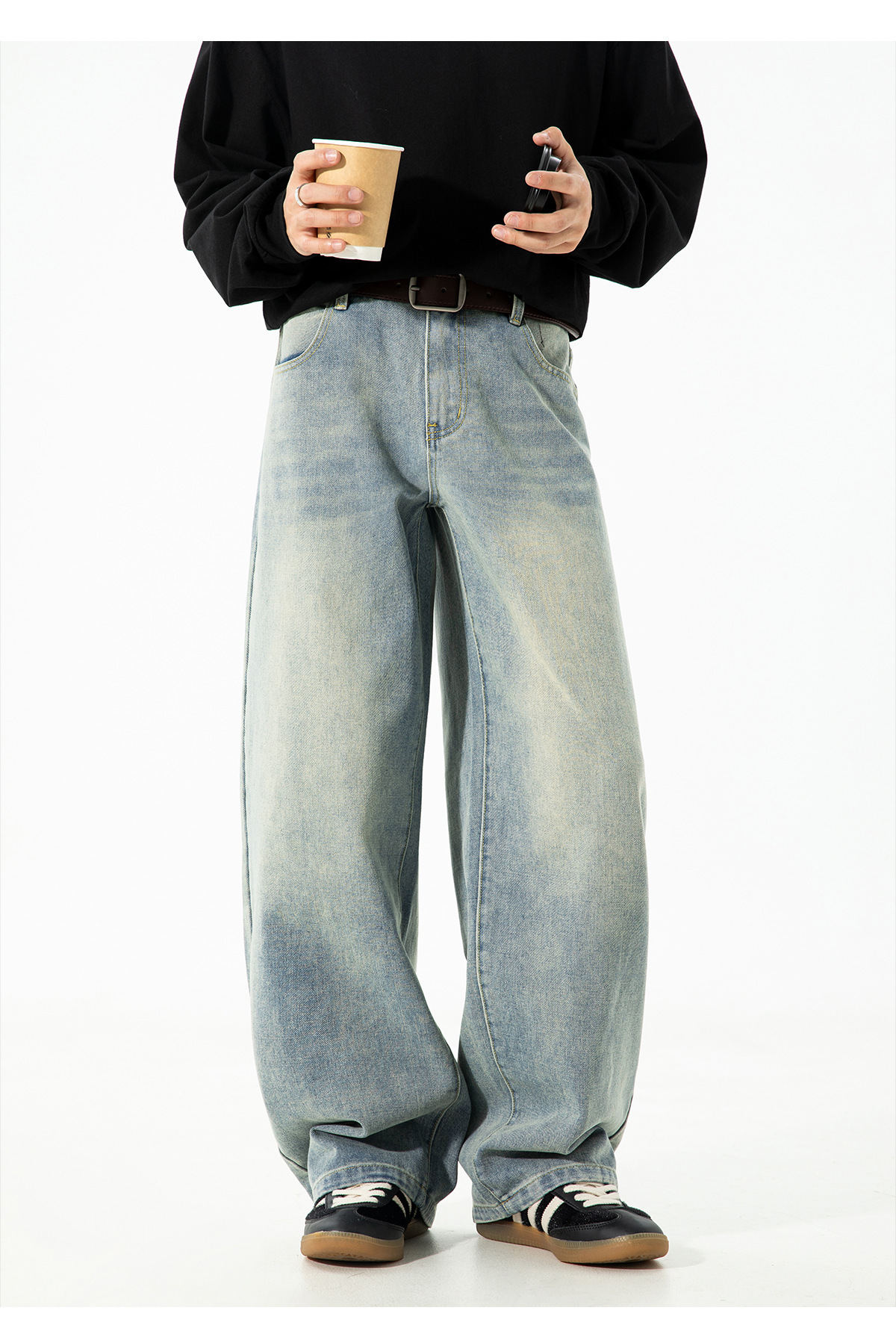 美式复古做旧水洗廓形牛仔裤男秋季新款潮牌直筒裤质感宽松长裤子详情17