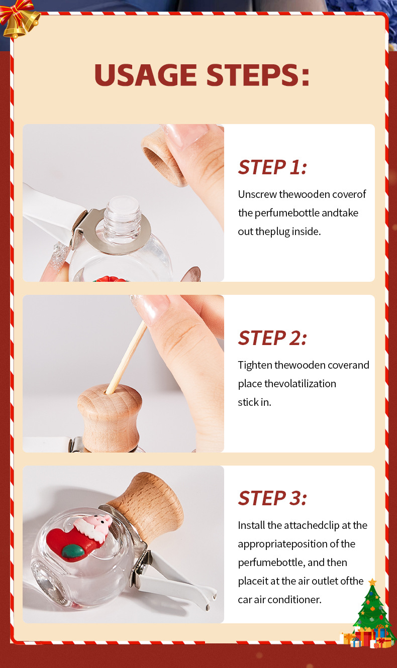 【跨境专供】FORMBO圣诞汽车香水持久留香车内装饰品精油车载香薰详情13