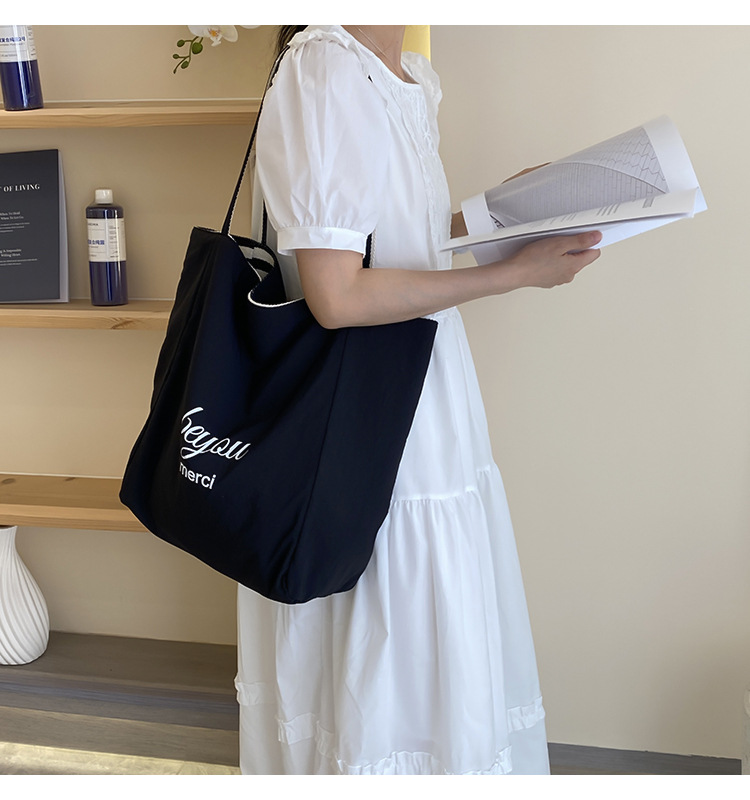 Striped canvas bag, 2024 new Korean-style ins tote casual bag, single-shoulder large-capacity tote bag shopping bag pic 38