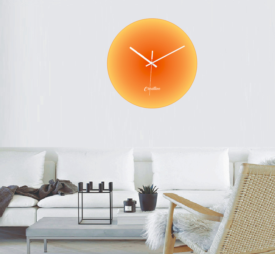 工厂创意日落玻璃钟挂表家居网红静音挂钟简约落日客厅落日时钟详情15