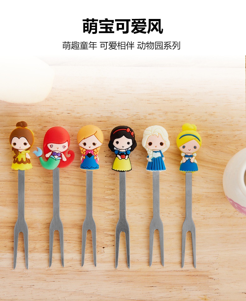 卡通水果叉套装 可爱迷你便当签 小朋友儿童水果叉创意不锈钢叉子详情3