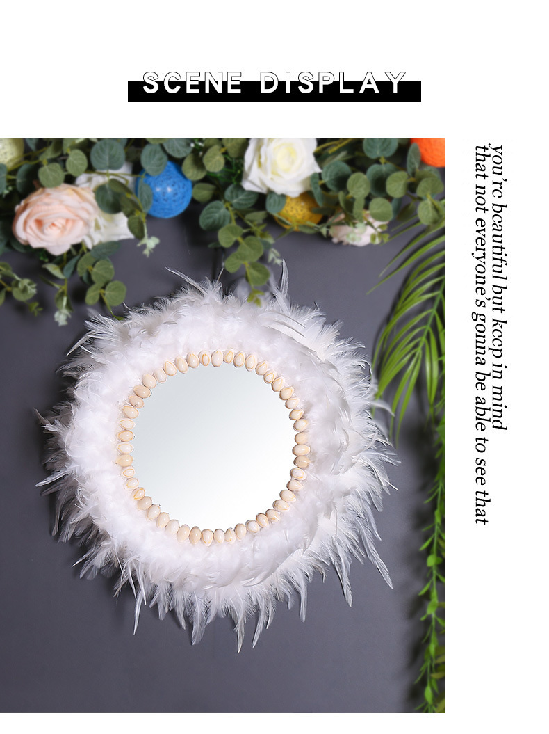 ins羽毛墙面装饰网红遮丑壁饰美容院服装店北欧创意成品床头客厅详情7