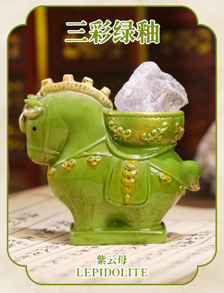Tang Sancai cultural relics energy blind box, cartoon trendy toys, crystal design, resin handicrafts, ornaments, table ornaments, blind box pic 11