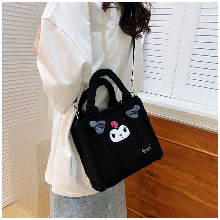 可爱库洛米毛绒手提包包女2024新款大容量百搭通勤学生上课托特包详情14
