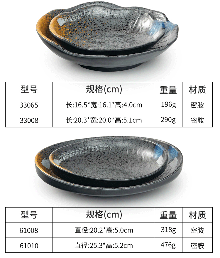 Melamine plates, Japanese plastic barbecue plates, porcelain-like round flat plates, barbecue plates, restaurant hot pot tableware, vegetable plates, commercial use pic 4