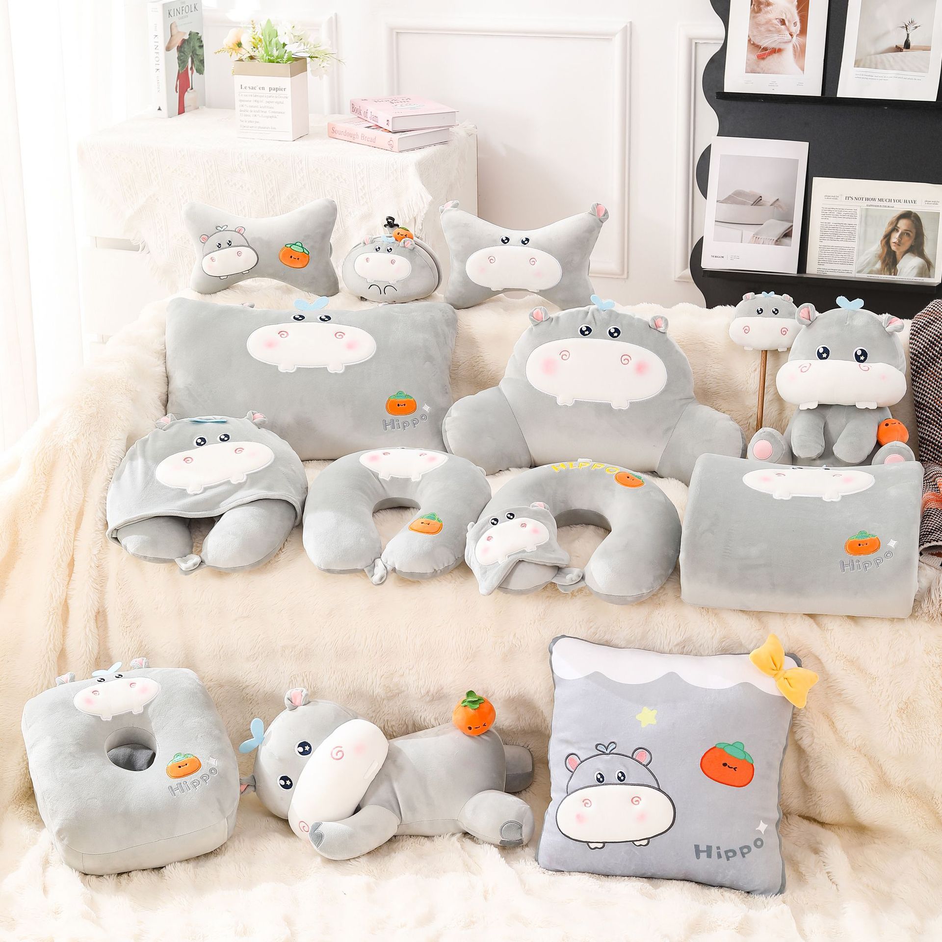 【 River Persimmon 】 Cartoon Set Lumbar support, headrest, throw pillow, U-pillow doll customization pic 1