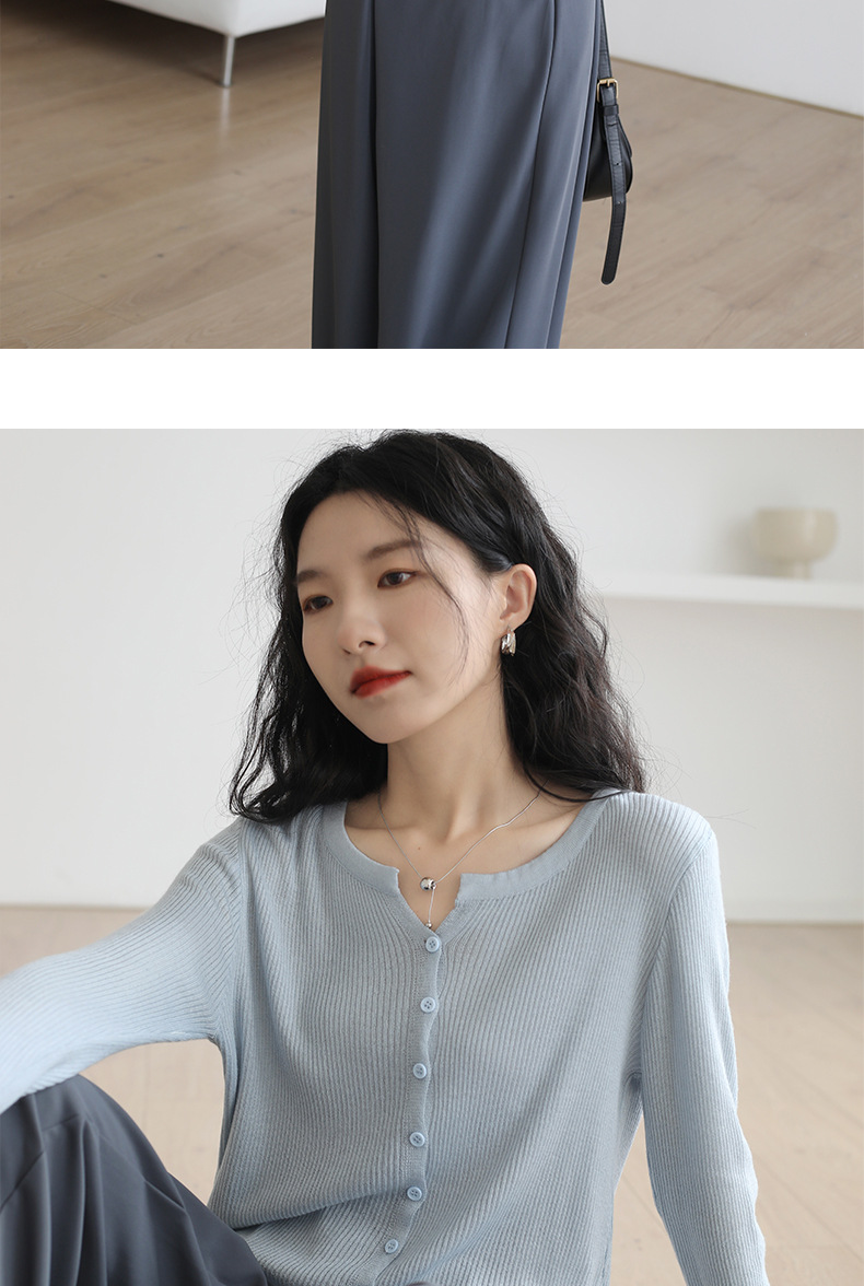 6羊毛品牌女装2025新款圆领长袖针织开衫 宽松百搭毛衣外套 空调衫秋季外搭女士精致加工详情13