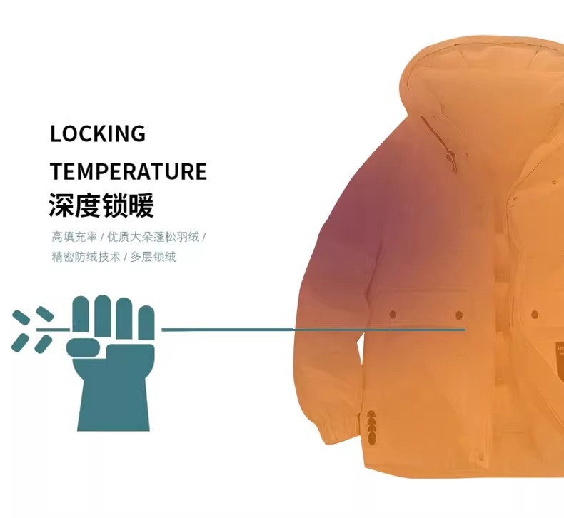 NASA白鸭绒羽绒服男士秋冬季2024新款加厚款抗寒冬装连帽工装外套详情8