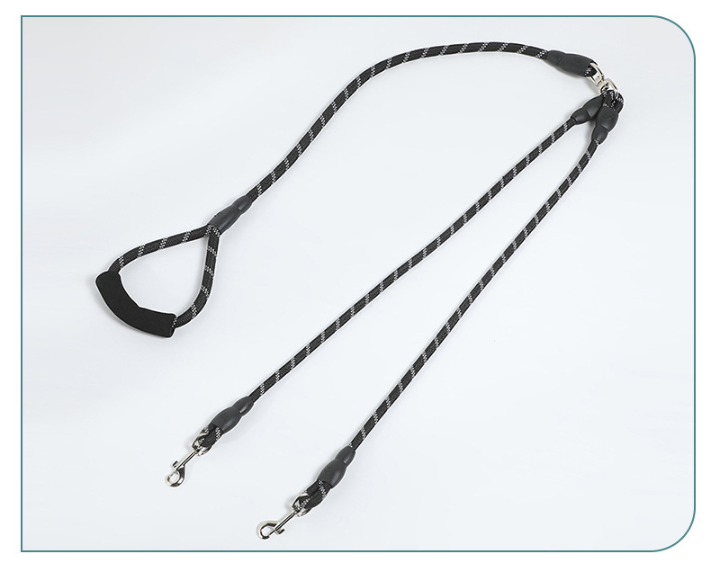 新品简约双头宠物牵引绳狗狗防丢绳防爆冲不勒防挣脱可拆卸遛狗绳详情14