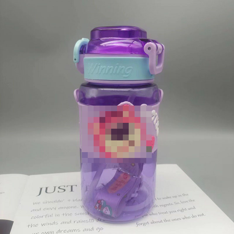 Children's cartoon plastic cups, cute double-drinking cups, portable and easy-to-use cups for boys and girls, high appearance level straw cups pic 9