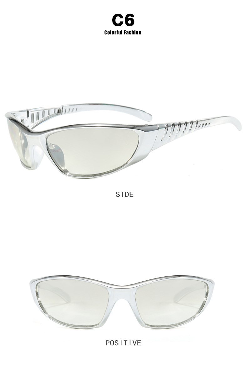 European and American futuristic tech sunglasses, Y2K millennium sunglasses, retro and high-end sunglasses for girls, street style for women pic 14