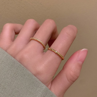 A light luxury mother-of-pearl double-layer plain ring ring that accentuates a slender hand and exudes a sense of sophistication. It features a unique and trendy open ring design on Instagram for women pic 6