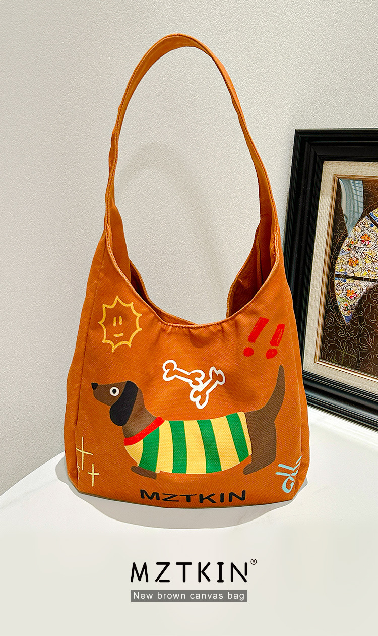 Lona dachshund bolsa de mano bolsa de tote de gran capacidad bolsa de cuchara crossbody portátil bolsa de hombro de un campus pic 3
