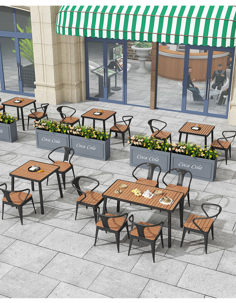 现代简约户外桌椅组合咖啡店露天阳台铁艺桌子别墅休闲商用小餐桌详情16