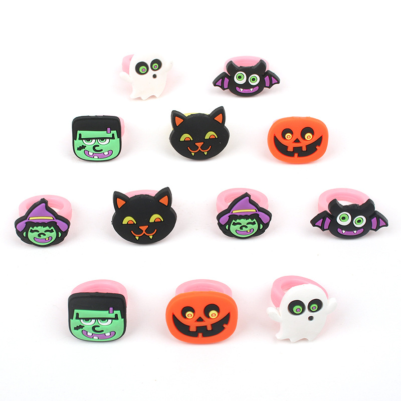 跨境小商品硅胶戒指南瓜圣诞节派对卡通儿童手环万圣节戒指厂现货详情4