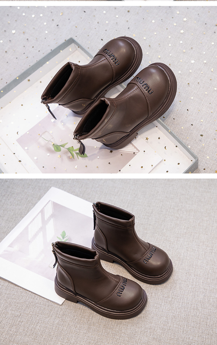 2024秋季新款女童中帮皮靴男童韩版儿童短靴时尚休闲中筒童鞋批发详情13