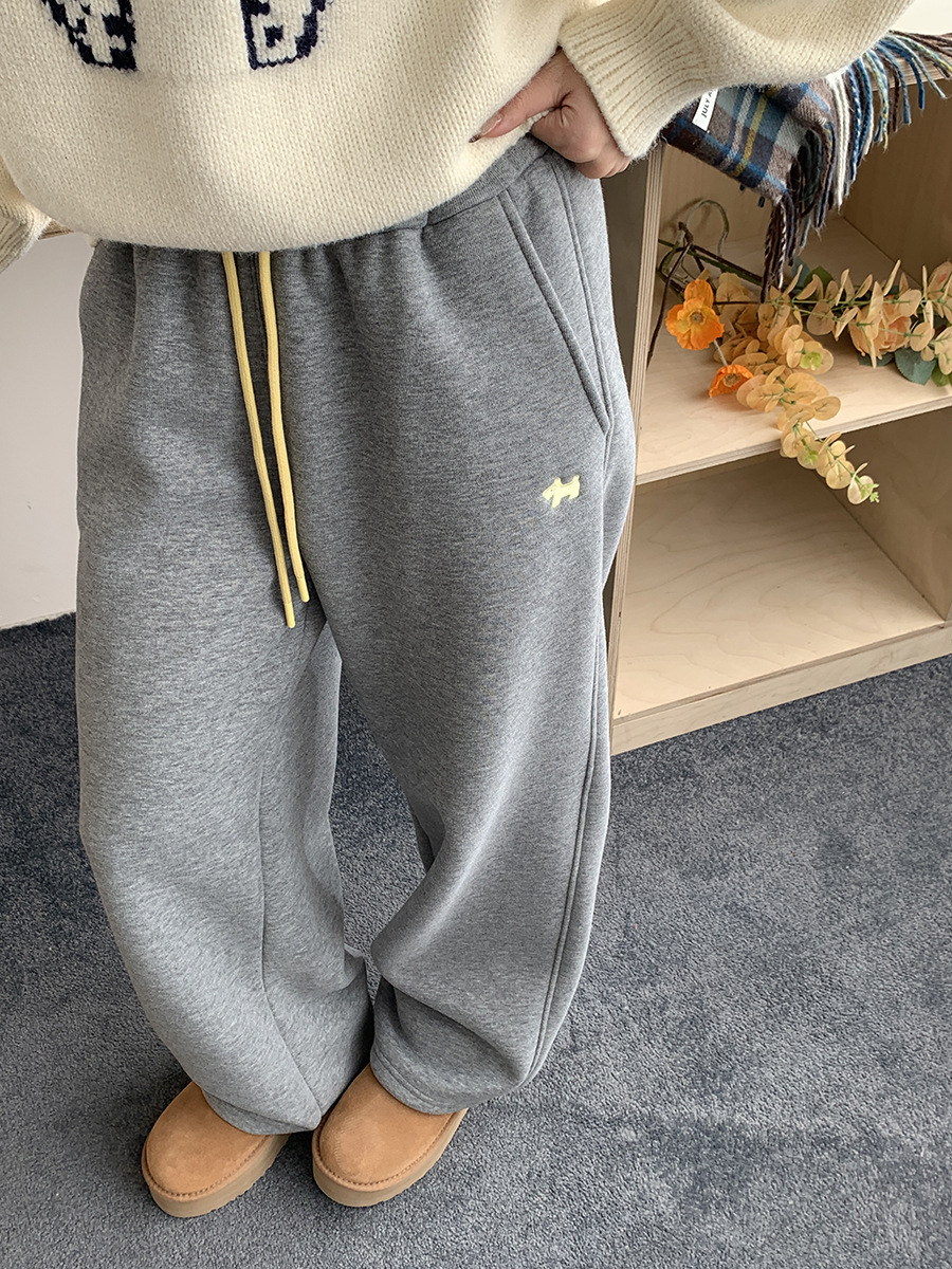 3thMorning撞色抽绳小狗刺绣宽松束脚阔腿加绒卫裤ZY2580详情44