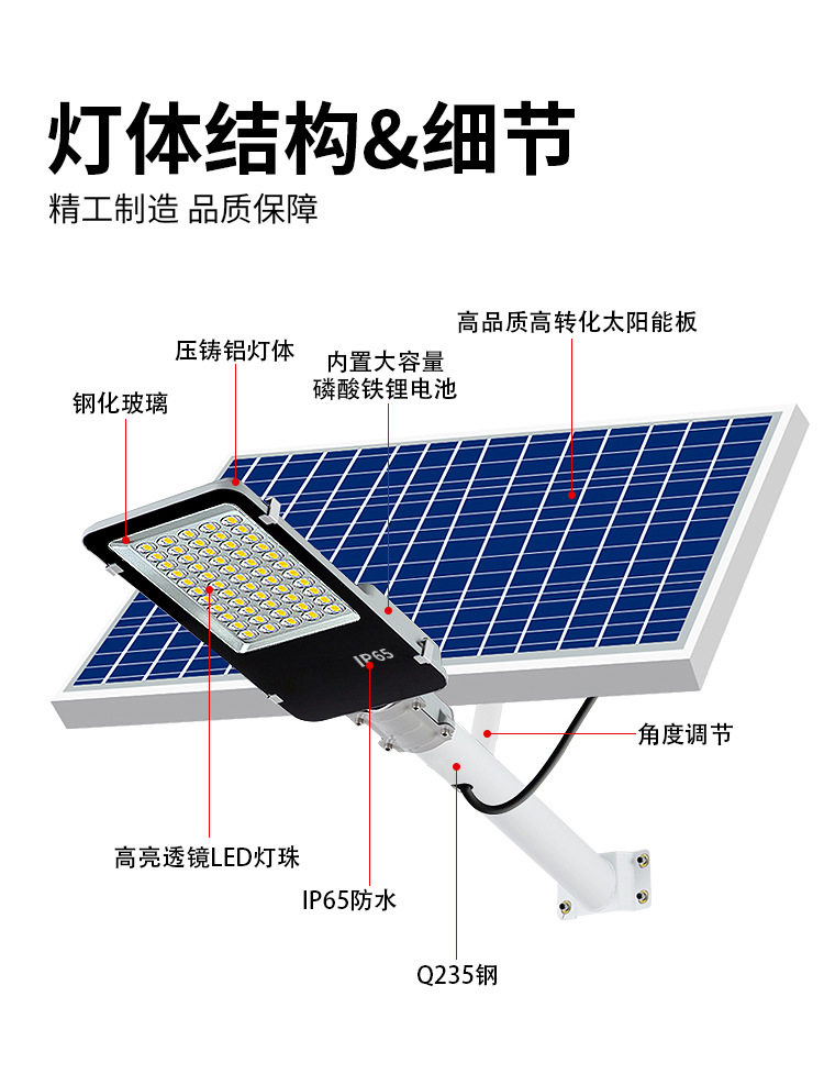 太阳能灯户外庭院灯金豆爆亮新农村家用照明灯壁灯大功率6米路灯详情5