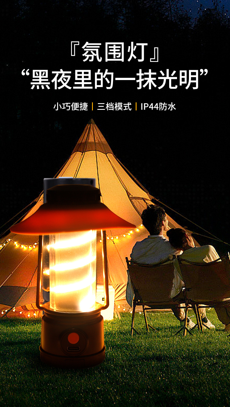 The new cross-border high-intensity charging atmosphere illumination street camping lamp, portable emergency outdoor camping lamp, and ultra-long battery life pic 4