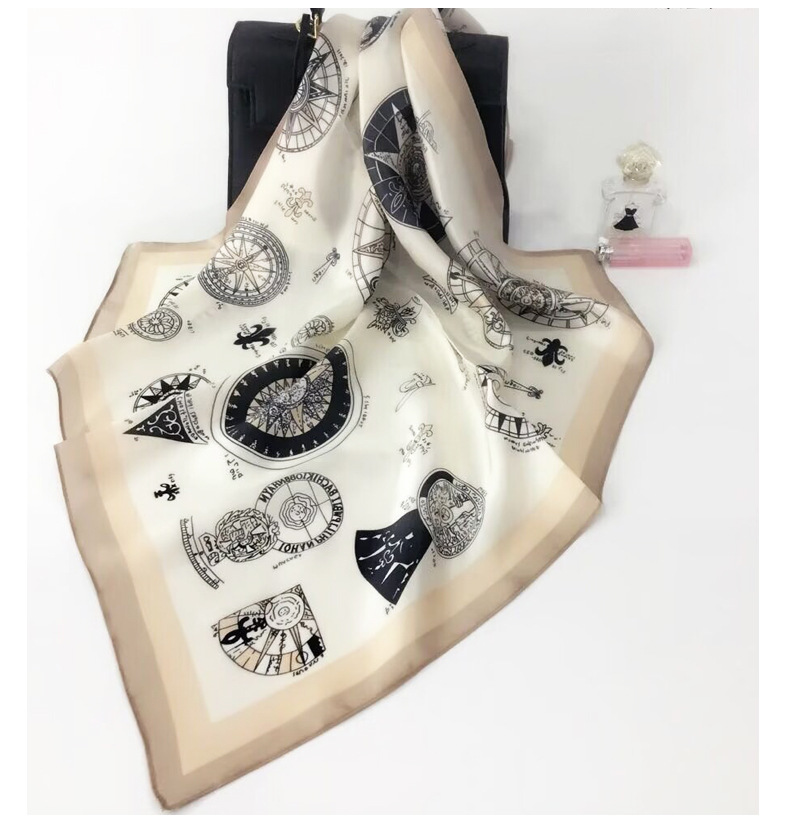 真丝小方巾女丝巾韩版印花装饰领巾花卉100%桑蚕丝丝巾70轻奢女详情7