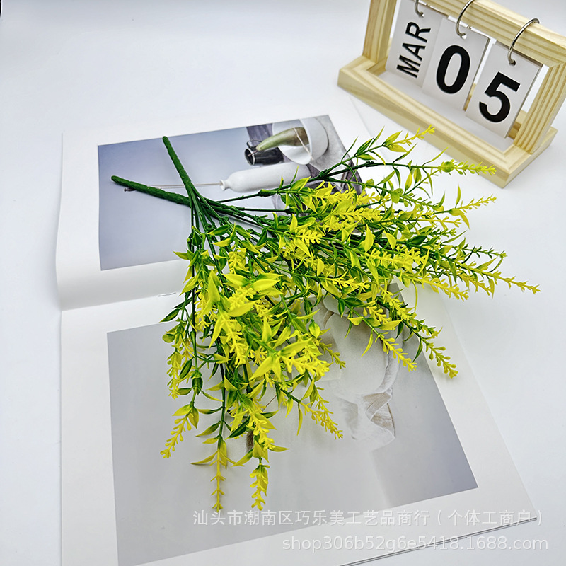 亚马逊仿真绿植7叉尖叶穗薰衣草盆栽花卉田园风植物花墙麦穗批发详情4