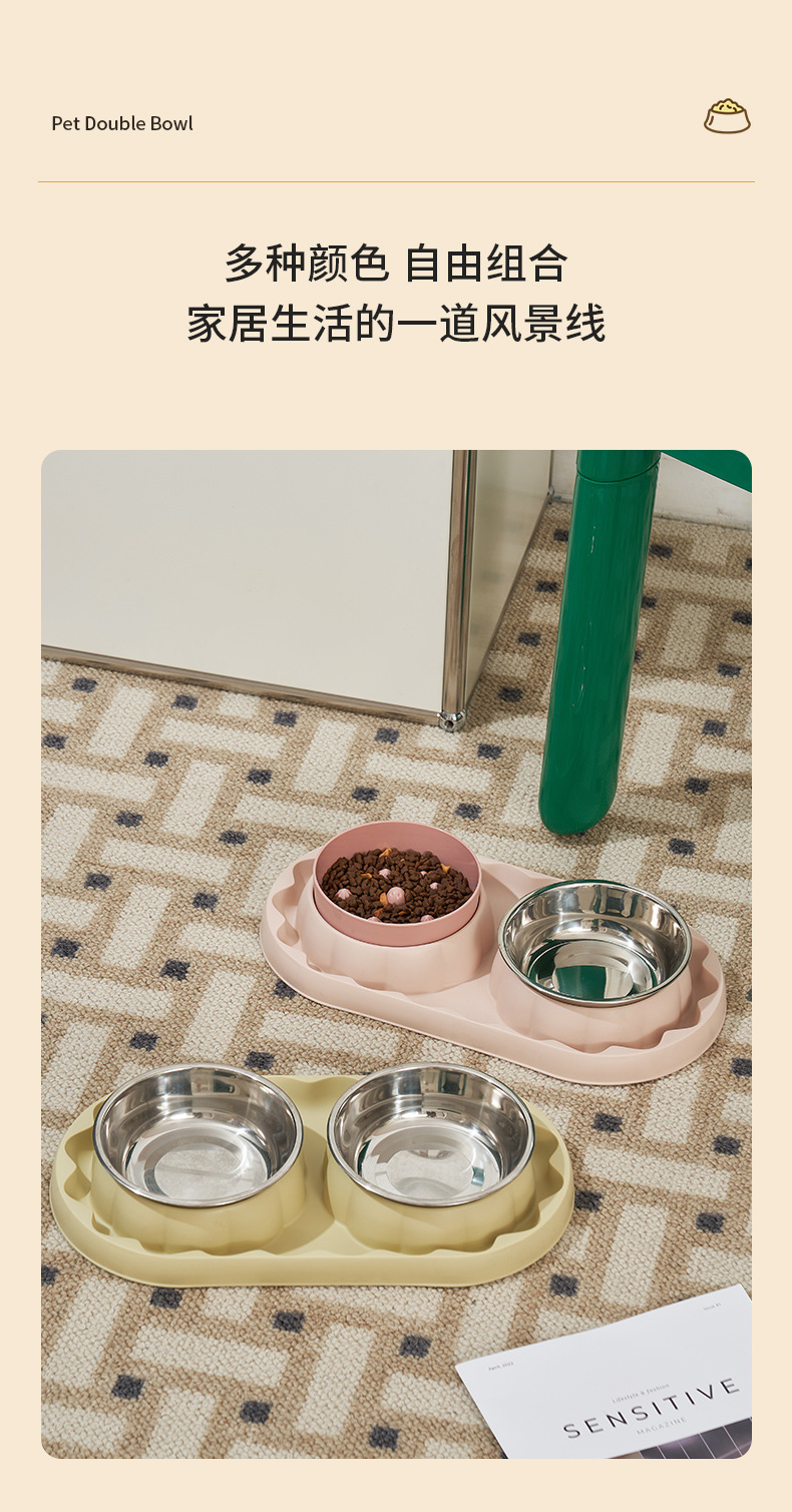 Rongka Pet Cross-border Cat Stainless Steel Double Bowl Dog anti-choking Slow Food Bowl Anti-Tipping Cat Bowl Large Capacity Anti-leakage Dog Bowl Pet Bowl pic 8