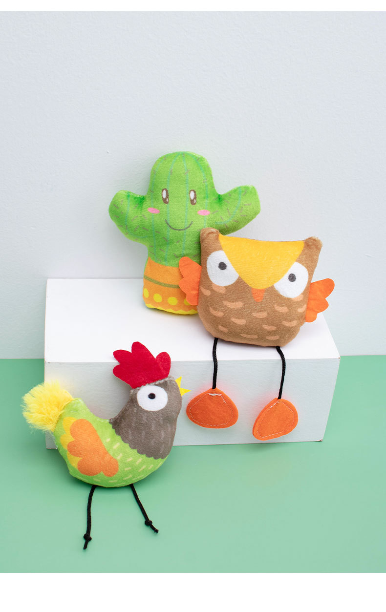 跨境新品猫咪毛绒玩具猫头鹰仙人掌造型猫咪自嗨猫薄荷毛绒玩具详情7