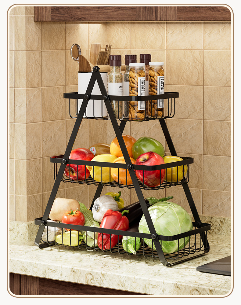 厨房多功能蔬果收纳架水果盘零食蔬菜置物架手提糖果托盘果篮详情18