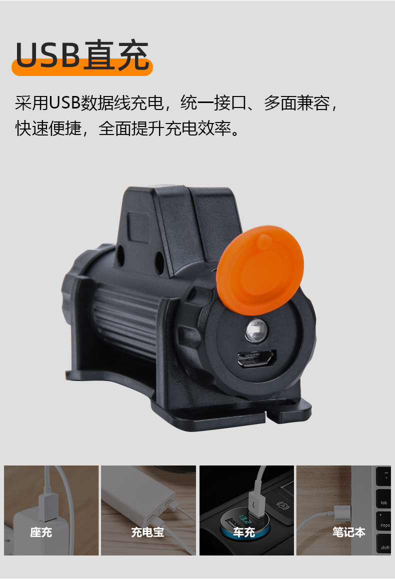 led强光头灯迷你充电小防水散光cob头灯 户外夜钓鱼灯多功能头灯详情6