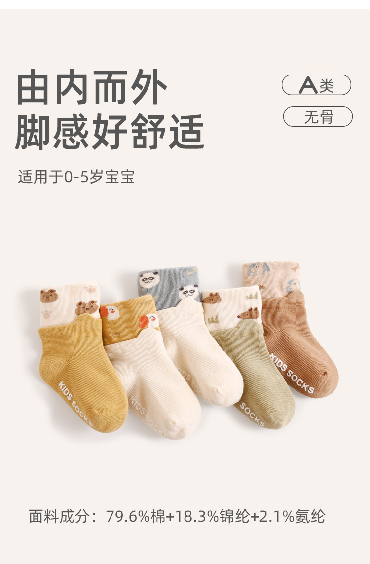 儿童袜子秋季新款宝宝袜可爱卡通防滑无骨新生儿室内学步袜婴儿袜详情2