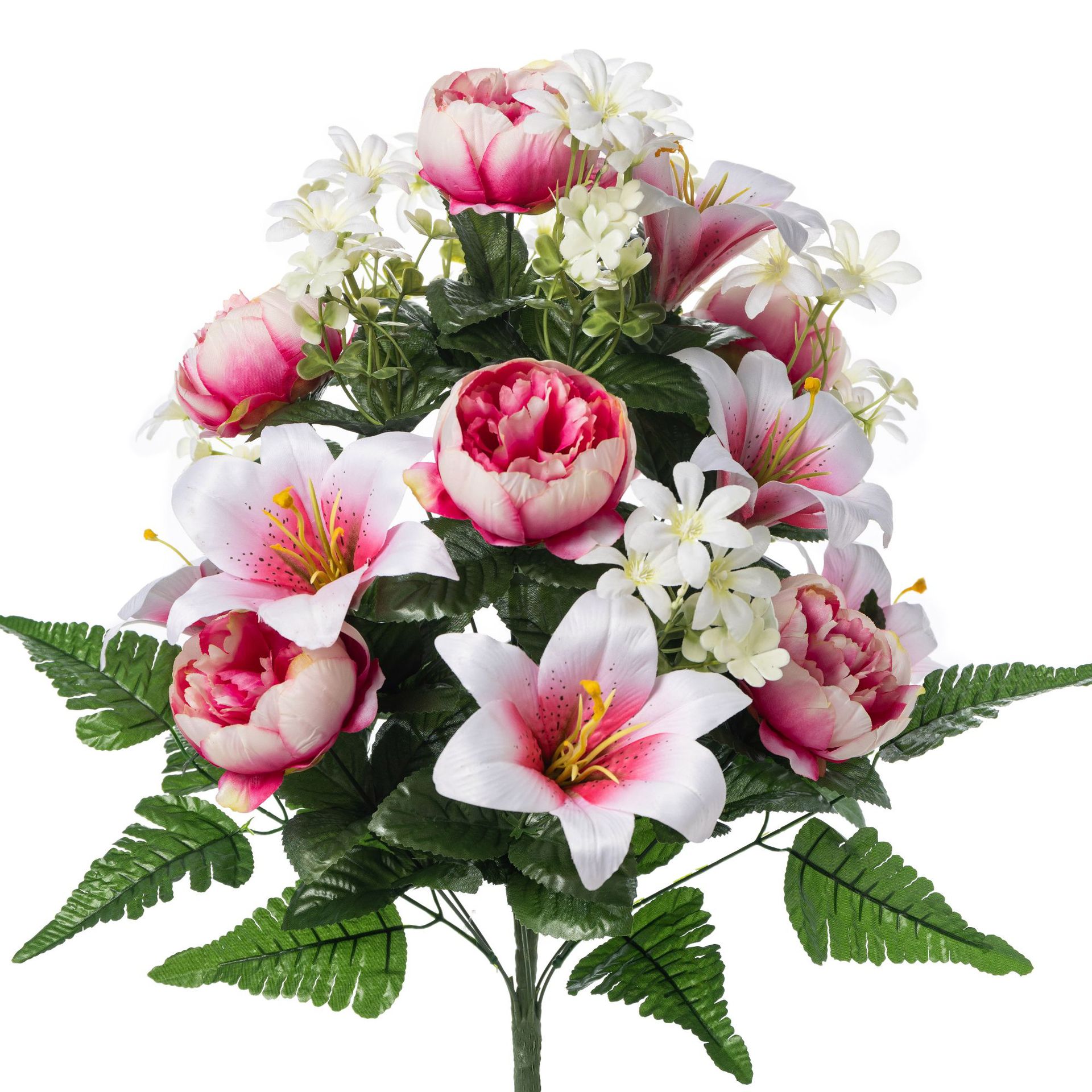 外贸跨境货源24头大把束仿真花玫瑰百合假花花束仿真花装饰摆件详情7