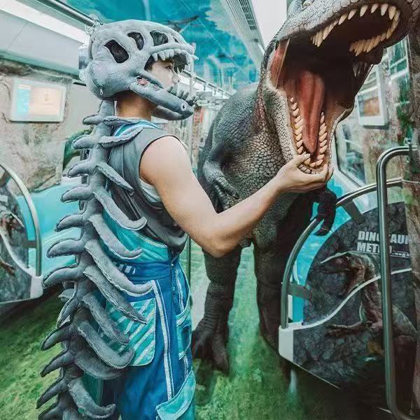 新款恐龙骨架搞怪头套帽子儿童毛绒玩具男生玩偶搞怪骨骼跨境批发详情4