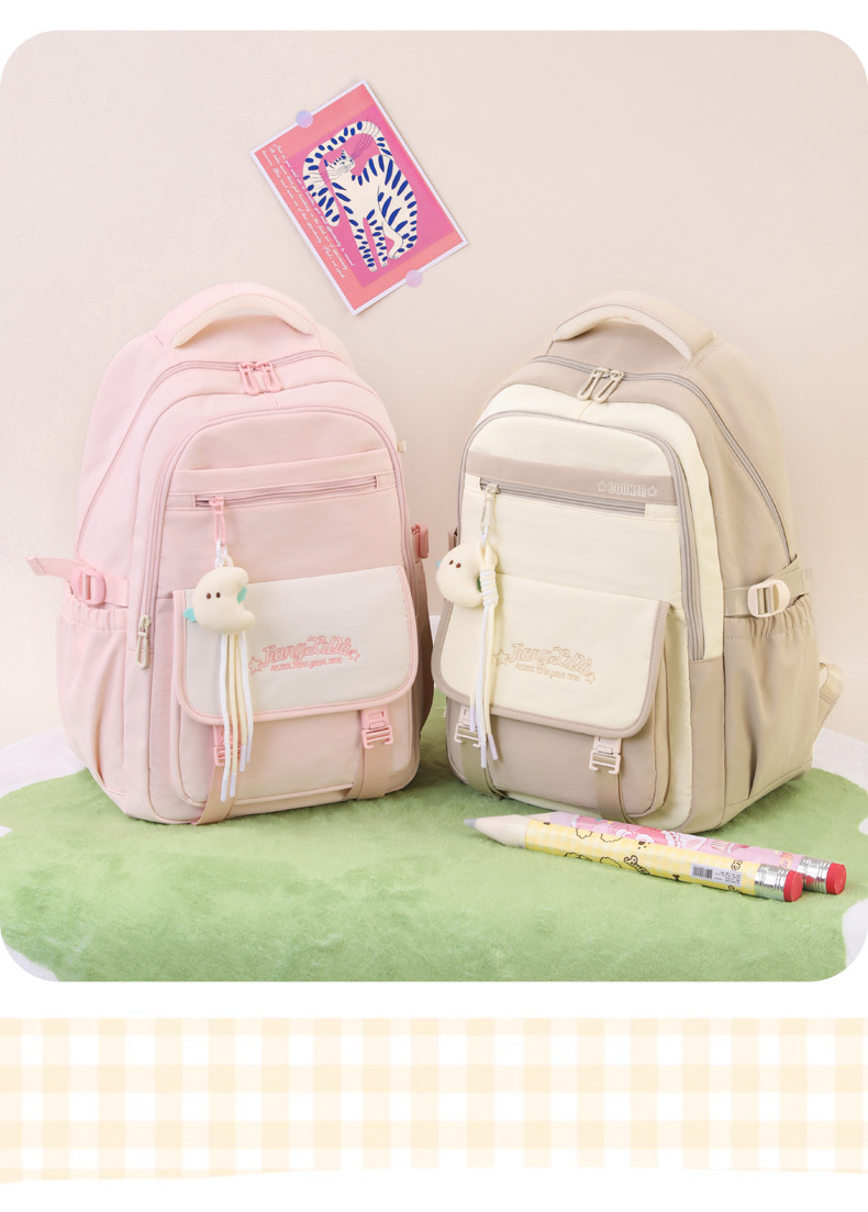 New high-appearance-level weight reduction and spine protection schoolbag for girls, junior high school students, large-capacity ultra-light campus backpack for teenagers pic 19