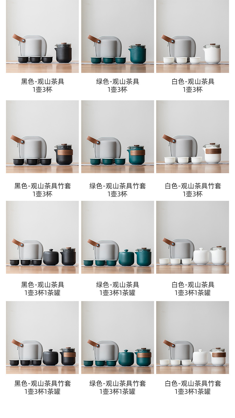 Travel tea set, Quick Guest cup, portable outdoor travel ceramic tea cup, one pot with three cups, festival souvenir pic 5